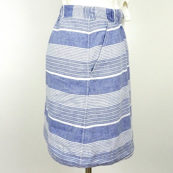 Gap Striped Linen Mini Skirt M 8 10 Pockets Blue - Picture 4 of 5